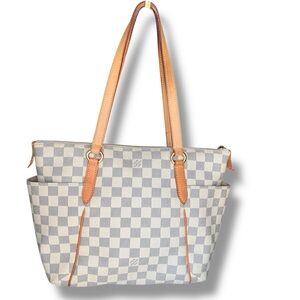 Louis Vuitton Totally PM Damier Azur Tote Bag LV Zip Shoulder Bag